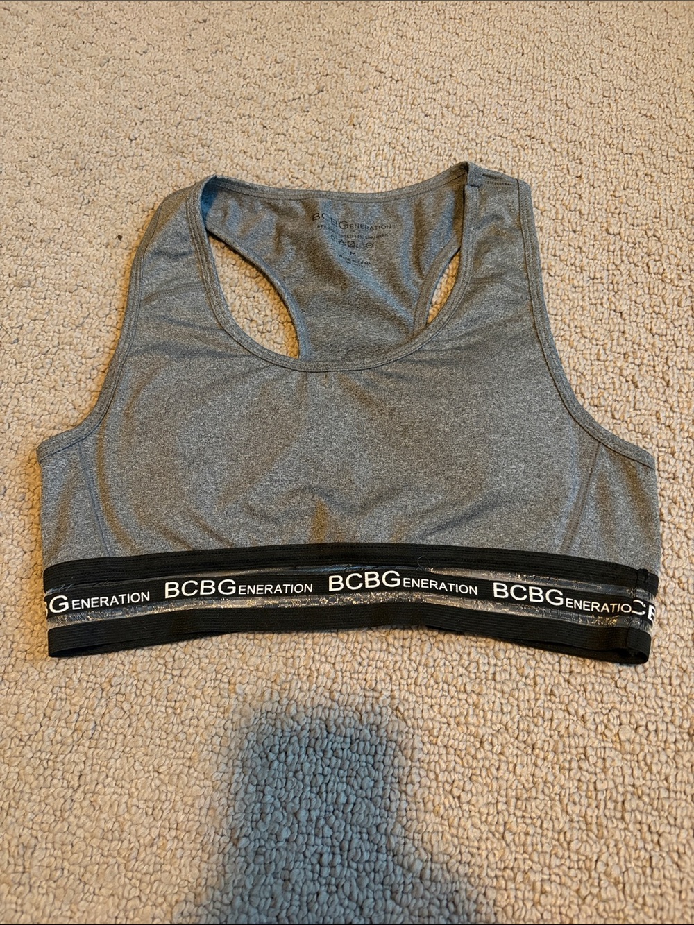 BCBGeneration Gray and Black Racerback Sports Bra